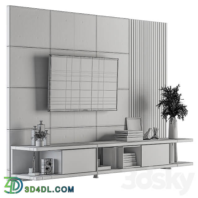 TV Wall TV Wall Black Concrete and Wood Set 10