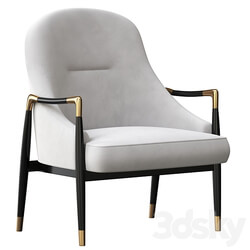 Modern Brass Accented Walnut Lounge Chairs 