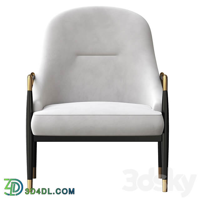 Modern Brass Accented Walnut Lounge Chairs