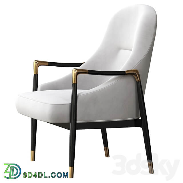 Modern Brass Accented Walnut Lounge Chairs