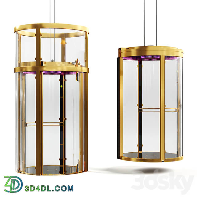 Elevator glass round with 3D ceiling (EVA1500)