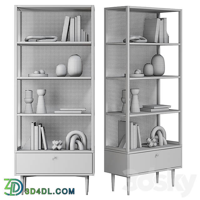 Wardrobe Display cabinets Bookcase in oak and wicker rattan Noya La Redoute