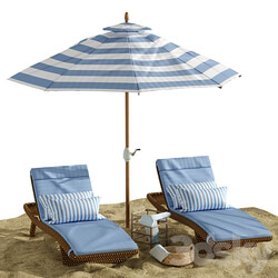 Other Beach umbrella and chaise longue set 2 