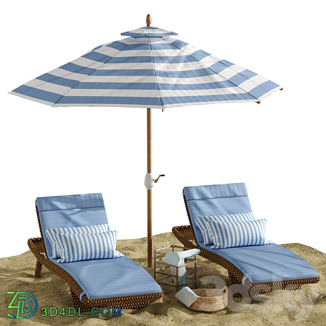 Other Beach umbrella and chaise longue set 2