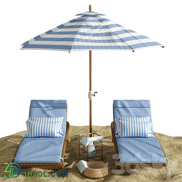 Other Beach umbrella and chaise longue set 2
