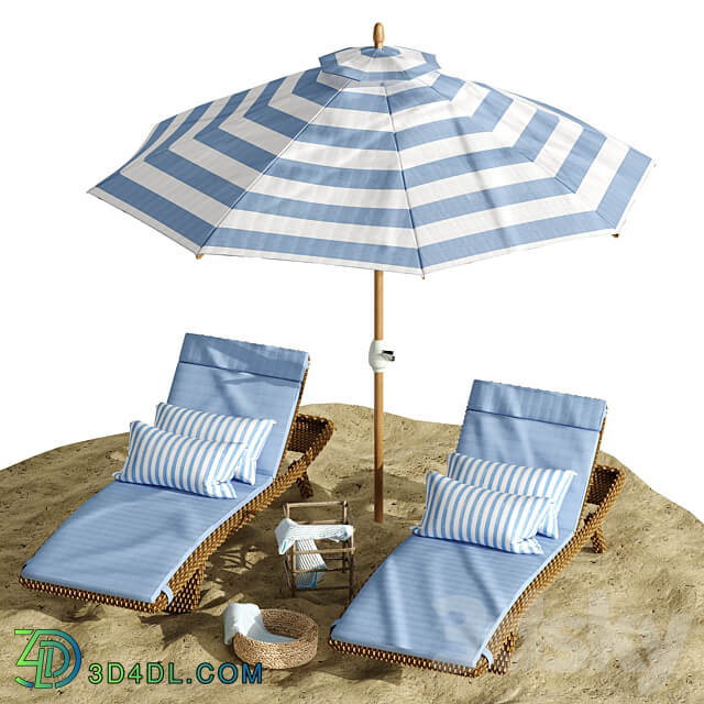 Other Beach umbrella and chaise longue set 2