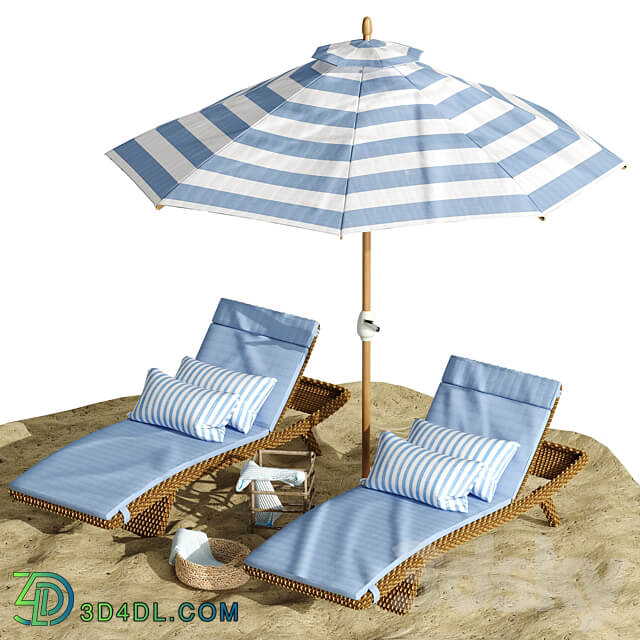 Other Beach umbrella and chaise longue set 2