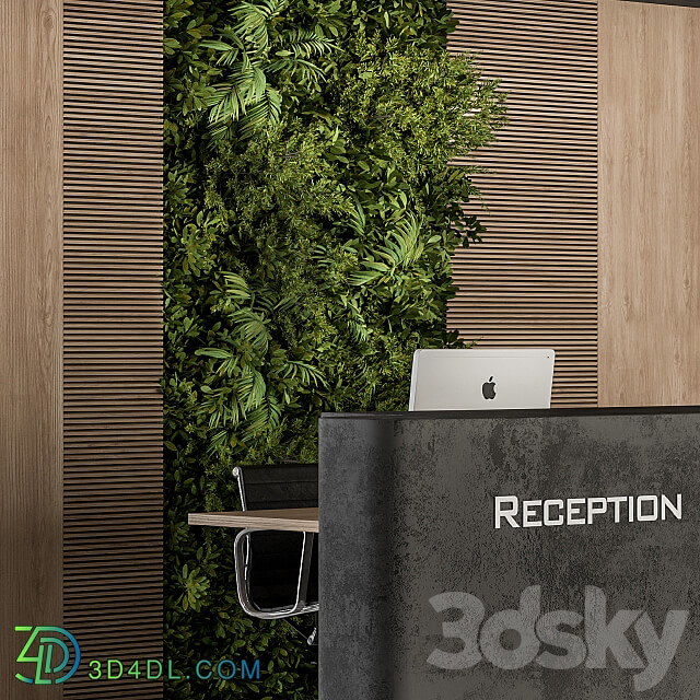 Reception Desk and Wall Decoration Set 07