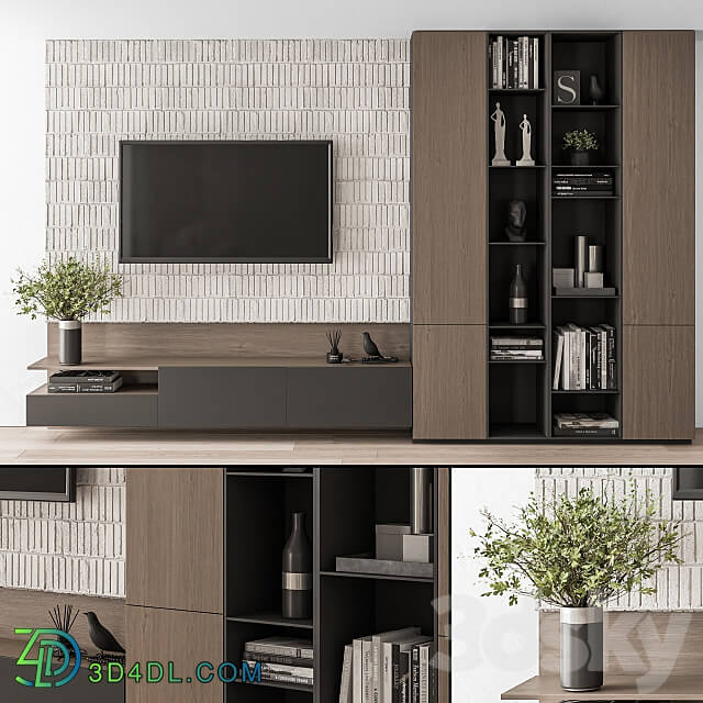 TV Wall Concrete and Wood Set 22