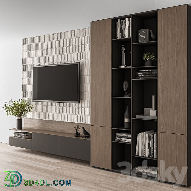 TV Wall Concrete and Wood Set 22