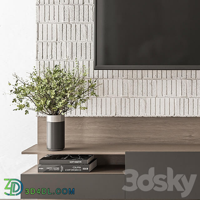 TV Wall Concrete and Wood Set 22