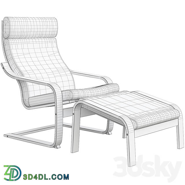 Poäng Chair with Stool Ikea