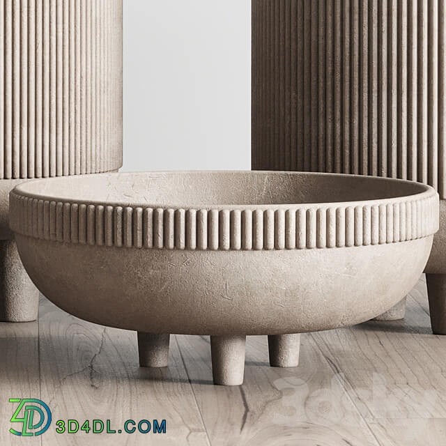 Vase Concrete Indoor Outdoor Set 03