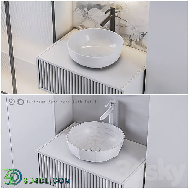 Bathroom Furniture Bath Set 8 3D Models 3DSKY