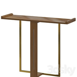 Narrow Console Table for Entryway Foyer Black Solid Wood Gold Metal in Small 3D Models 3DSKY 