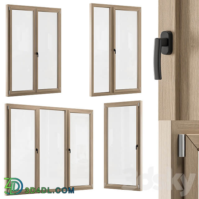 Wooden Window Modern Windows Set 01 3D Models