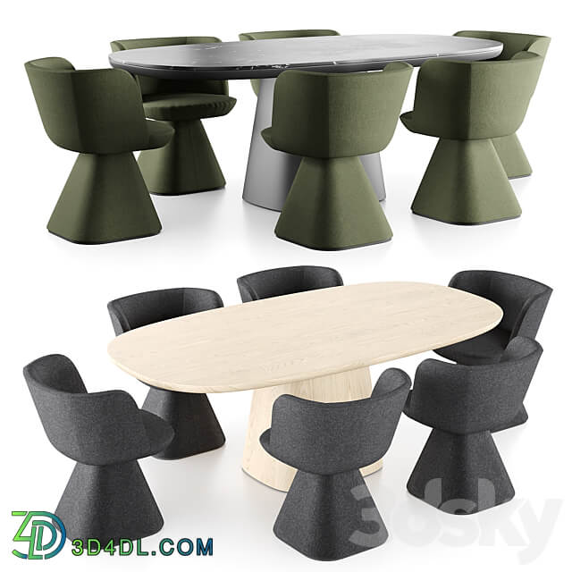 B B Italia Allure O Flair O Set 2 Table Chair 3D Models 3DSKY