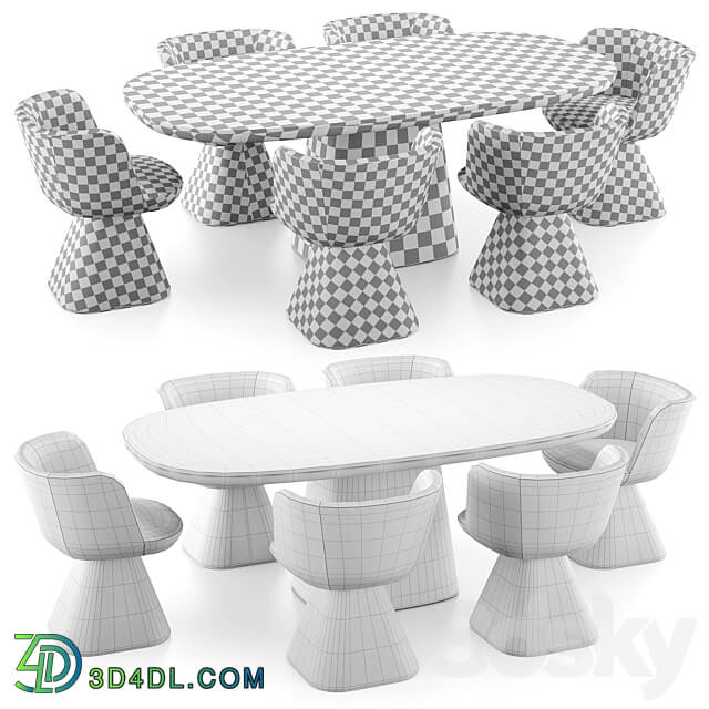 B B Italia Allure O Flair O Set 2 Table Chair 3D Models 3DSKY