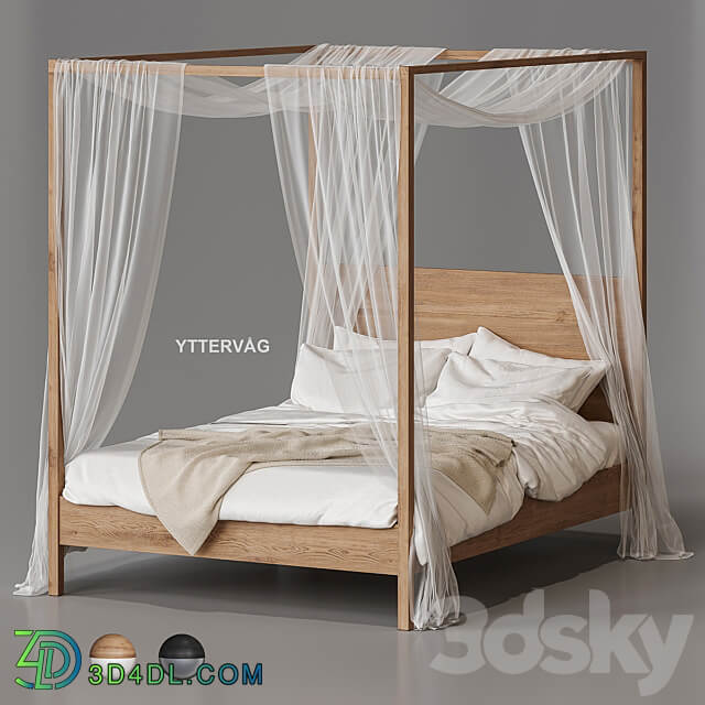 Ikea Yttervåg Four Poster Bed Bed 3D Models 3DSKY