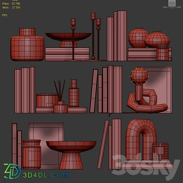 Decor shelf set 18 H M 3D Models 3DSKY