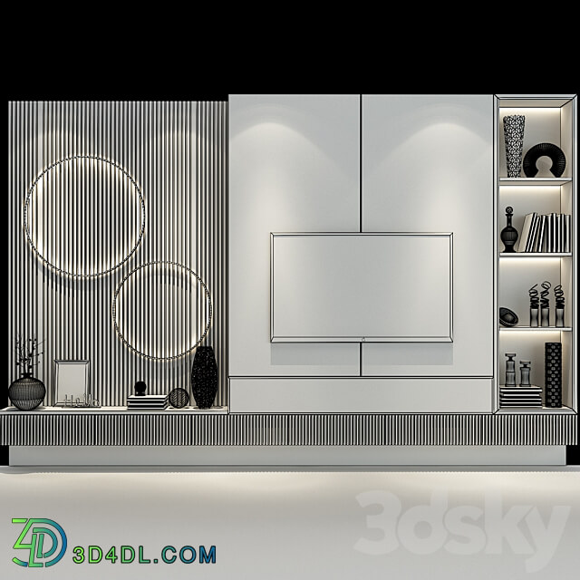 TV shelf 0475 TV Wall 3D Models 3DSKY