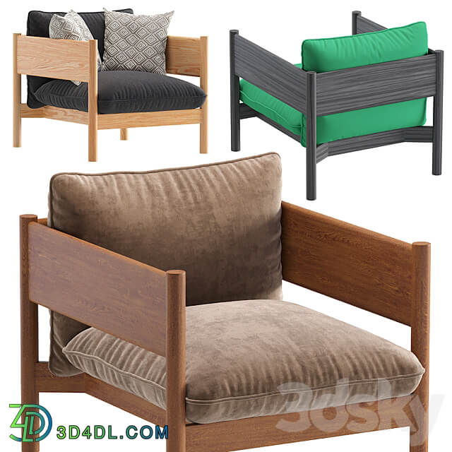 Armchair Arbor Archivestore Velvet and Leather 8 set 3D Models 3DSKY