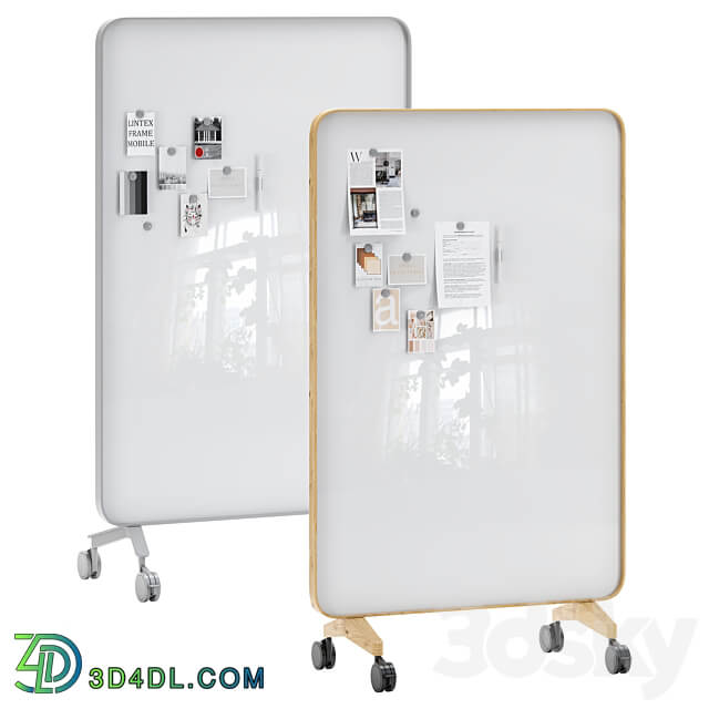 Lintex Frame Mobile double sided glassboard with a bentwood frame Office furniture 3D Models 3DSKY