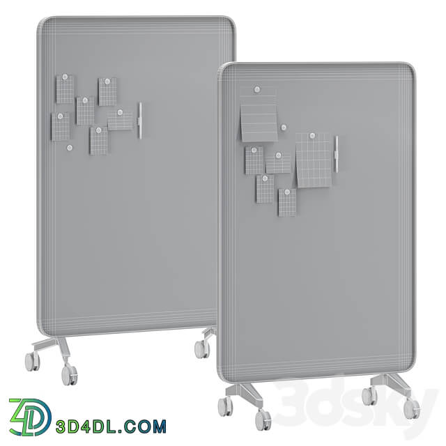 Lintex Frame Mobile double sided glassboard with a bentwood frame Office furniture 3D Models 3DSKY