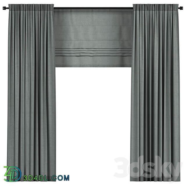 Curtains with roman 3D Models 3DSKY