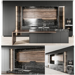 kitchen modern63 black kitchen Kitchen 3D Models 3DSKY 