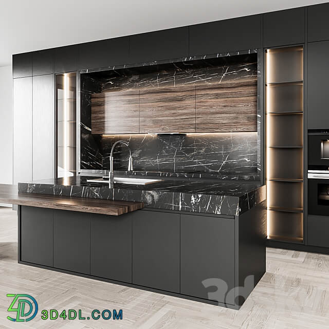 kitchen modern63 black kitchen Kitchen 3D Models 3DSKY