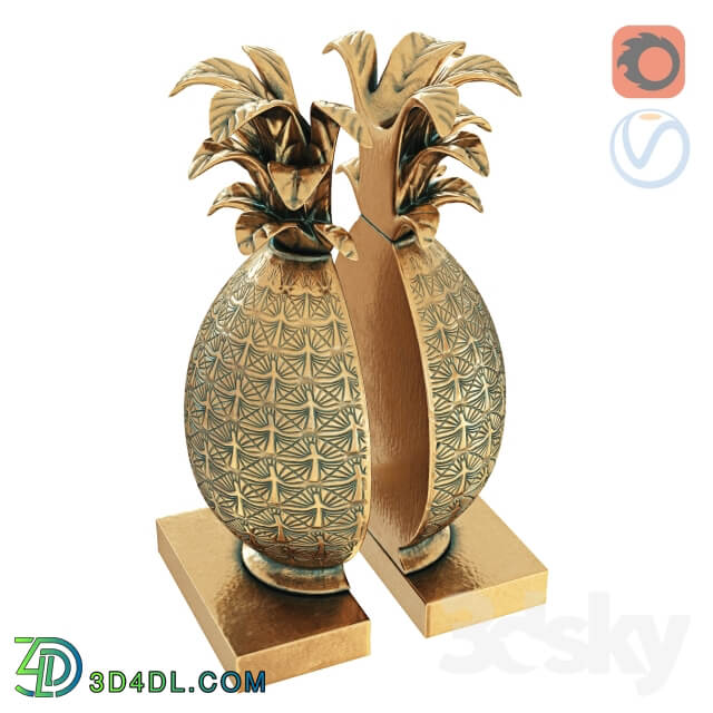 Other decorative objects Pineapple Book Ends Brass