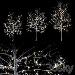 Trees in the snow with a luminous garland 3D Models 3DSKY 