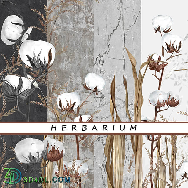 Designer wallpaper HERBARIUM pack 5 3D Models 3DSKY