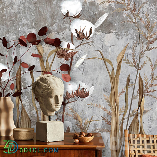 Designer wallpaper HERBARIUM pack 5 3D Models 3DSKY