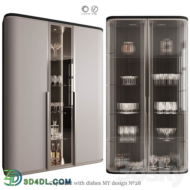 Сupboard with dishes My Design 28 Wardrobe Display cabinets 3D Models 3DSKY