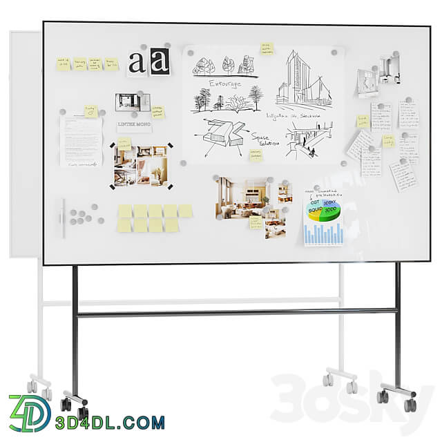 Whiteboard magnetic partition Lintex MONO Office furniture 3D Models