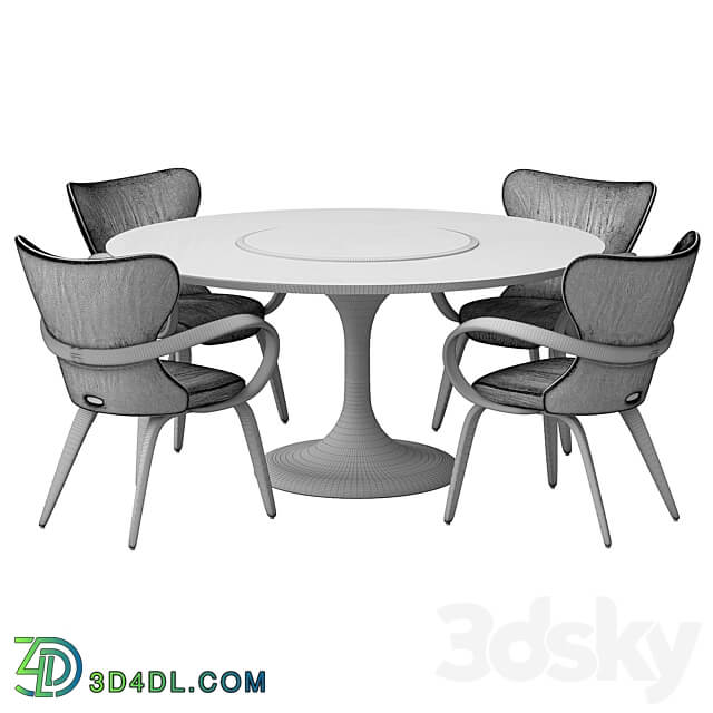 group with table apriori T 160 marbel brown OM Table Chair 3D Models