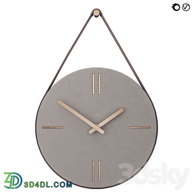 Concrete Hanging Wall Clock Watches Clocks 3D Models