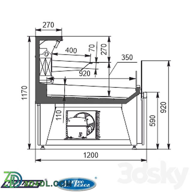 Refrigerated display case 1622 Missouri AC 120 cascade fish self 120 DPLM 3D Models