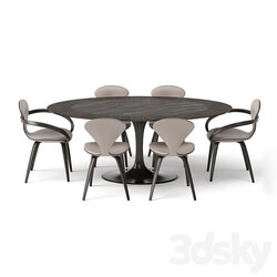 group with oval table apriori T noir desir OM Table Chair 3D Models 