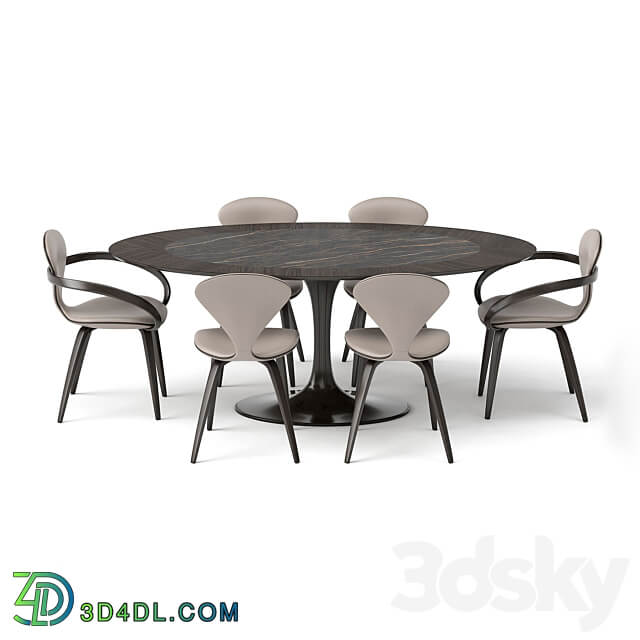 group with oval table apriori T noir desir OM Table Chair 3D Models