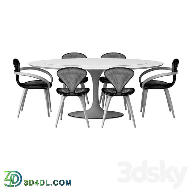 group with oval table apriori T noir desir OM Table Chair 3D Models