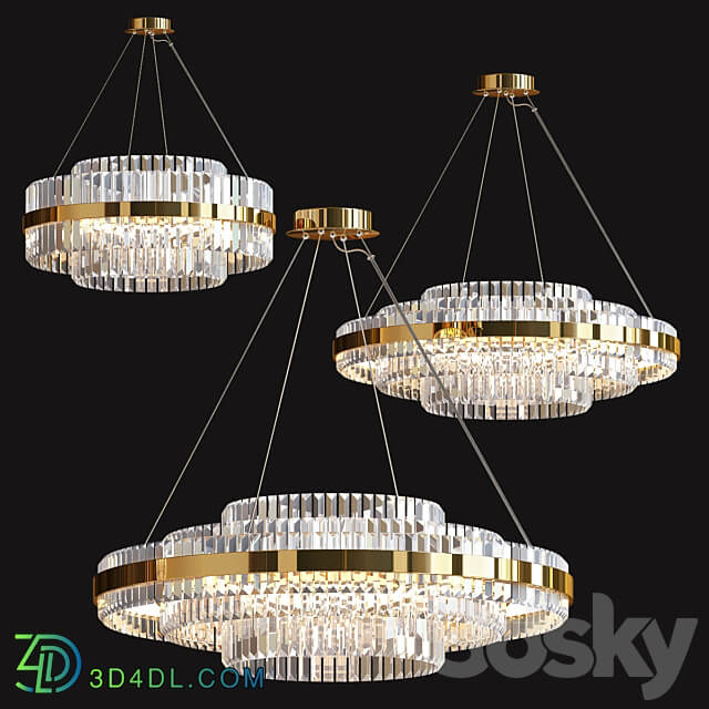 Tiered Crystal LED Chandelier Pendant light 3D Models