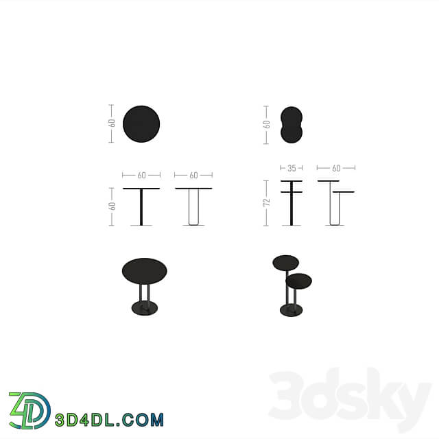  OM SERIES OF TABLES BUTON TOK FURNITURE 3D Models
