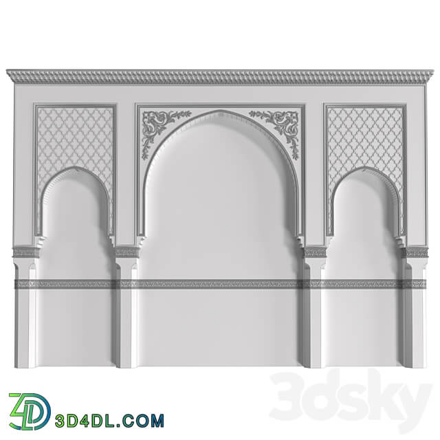 Arch in oriental style. Arab decorative wall. Arabic wall.Oriental Wall paneling 3D Models