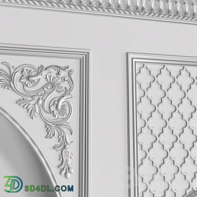 Arch in oriental style. Arab decorative wall. Arabic wall.Oriental Wall paneling 3D Models