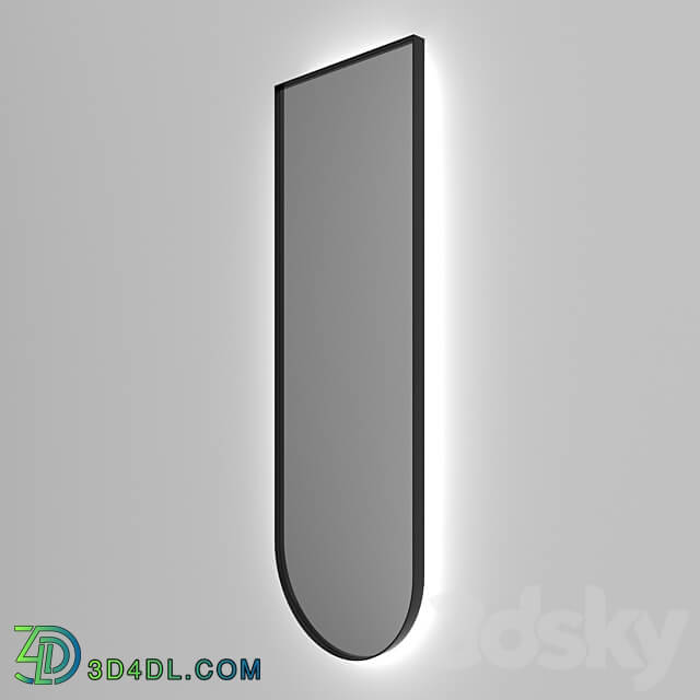 OM Illuminated black framed arched mirror Iron Edge 3D Models