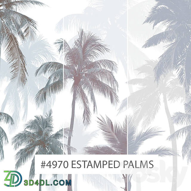 Creativille wallpapers 4970 Estamped Palms 3D Models