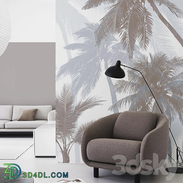 Creativille wallpapers 4970 Estamped Palms 3D Models